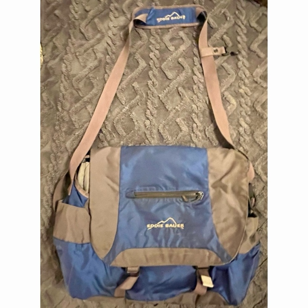 EDDIE BAUER VTG Messenger Bag Laptop Bag Duffle Vintage Blue Gray Unisex